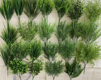 Plantas artificiales, follaje artificial para bodas, decoración para el hogar y la cocina, centros de mesa florales para manualidades.