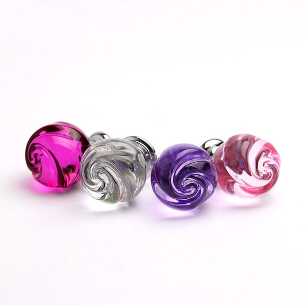 32mm Rose shape Rhinestone Glass Dresser Knobs Crystal Drawer Knobs Transparent Pink Purple Zinc Alloy Cabinet Knobs Colorful Decor Bling