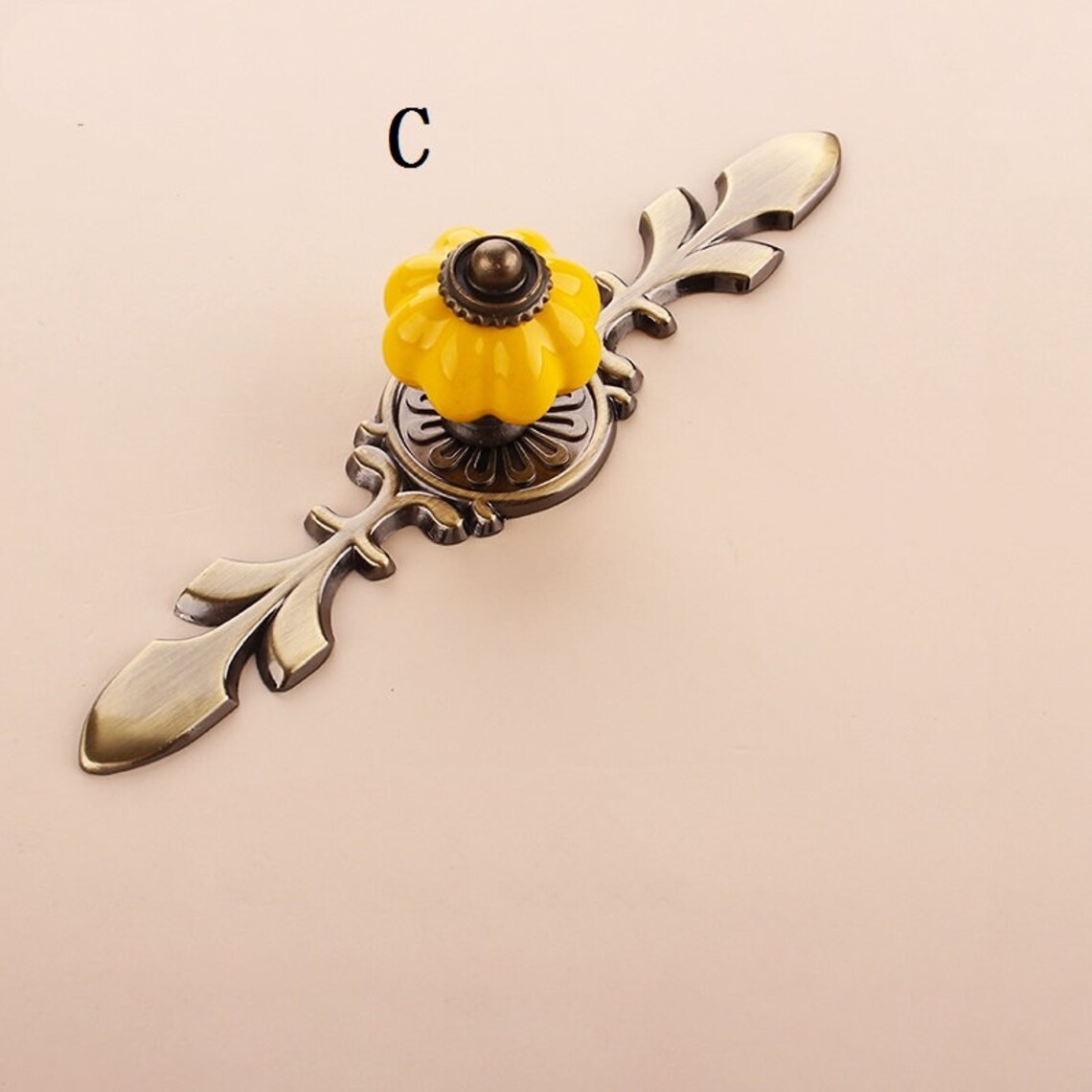 American Yellow Ceramic Knobs Pulls Handle Single Hole Etsy