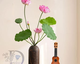 26" Konstgjord Lotusblomma 2 Färger Konstgjord Blomma Bröllopsdekor Bukett / Heminredning / DIY Blommor / Blomsterkonstdekoration
