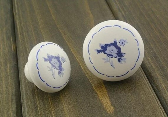 Flower Knobs Ceramic Cabinet Porcelain White Blue Flower Knobs Ceramic Cabinet, Ceramic Cabinet Knobs