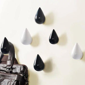 Raindrops Wall Hook Solid Wood Hook Decorative Wall Hook White Black Blue Green Red Yellow Grey Colorful Hook Coat Hook Hanger Modern Hooks image 4