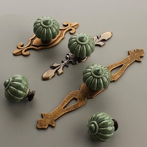 Blue Green Ceramic Knobs Cabinet Handles European Style Single Hole Furniture Surface Mounted Handle Modern Minimalist Nordic Style Handle