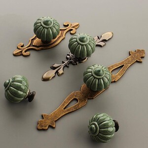 Blue Green Ceramic Knobs Cabinet Handles European Style Single Hole Furniture Surface Mounted Handle Modern Minimalist Nordic Style Handle image 1