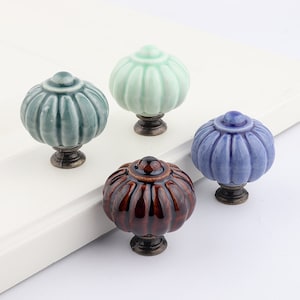 Ceramic Door Knobs Color Pumpkin Knob Drawer Knob Dresser Knobs Furniture Hardware Cupboard Knob Round Ceramic Knob Closet Shoe cabinet knob