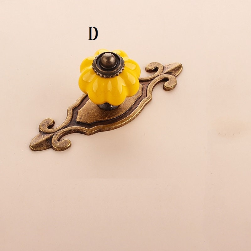 American Yellow Ceramic Knobs Pulls Handle Single Hole Etsy