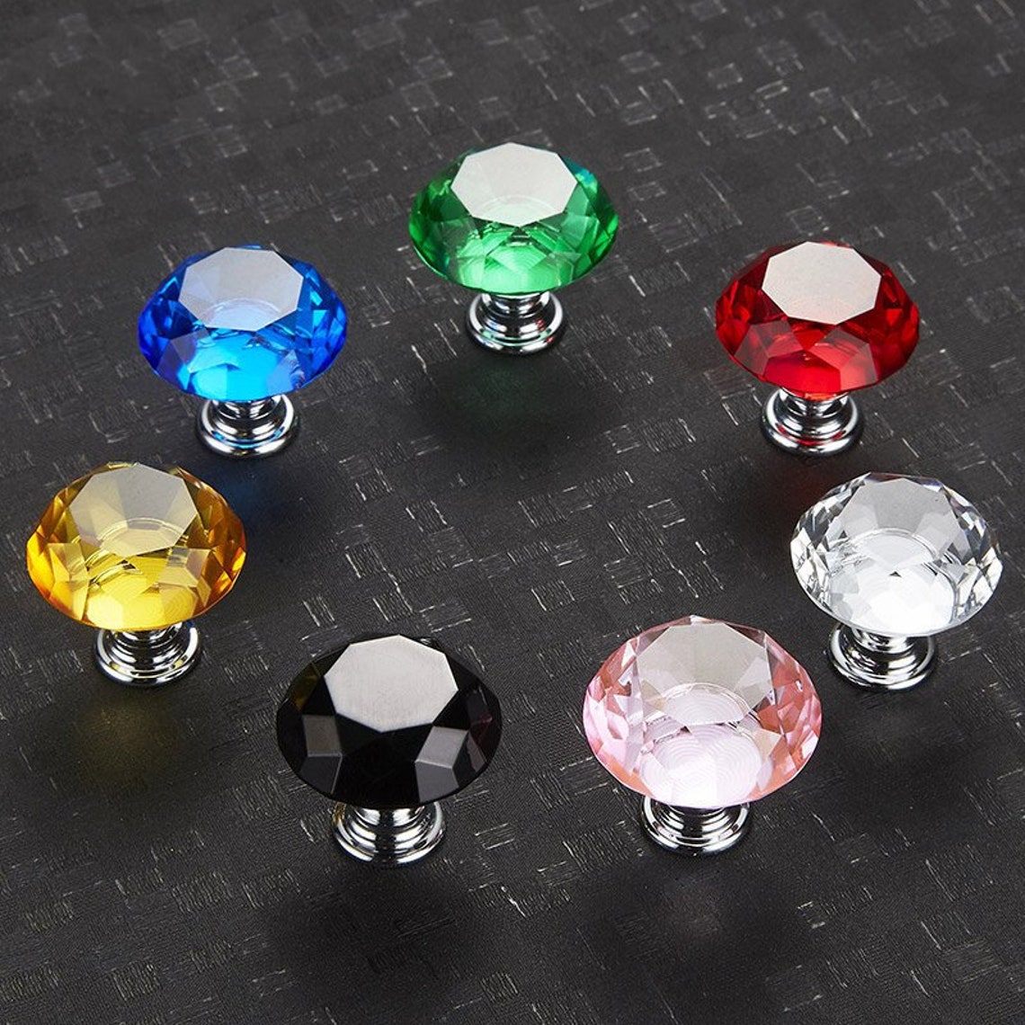 Colorful Glass Crystal Knobs Kitchen Pulls Knobs Etsy