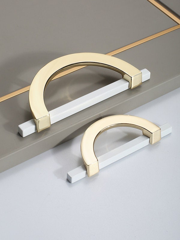 Brushed Gold and White Kitchen Pulls Drawer Pulls Etsy