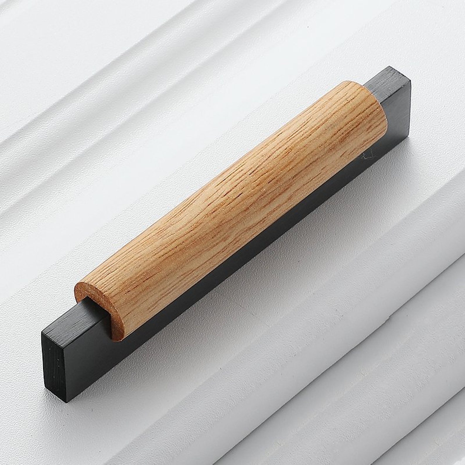 Black Wood Pull Handle Dresser Drawer Knobs Pulls Etsy