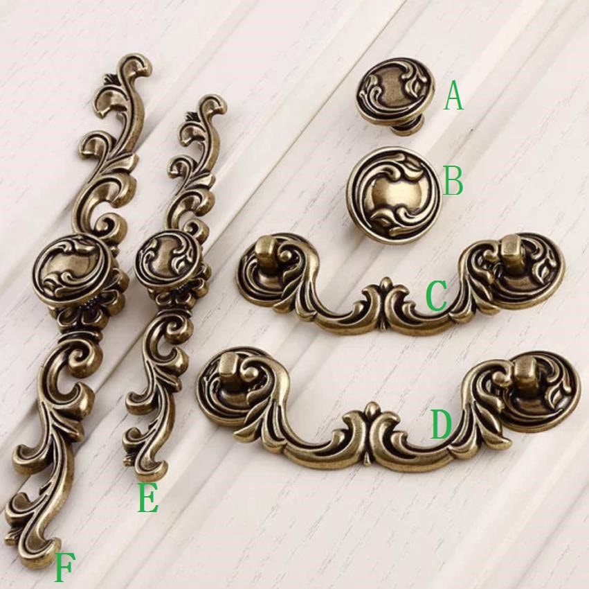 Antique Bronze Drawer Knobs Pulls Handles Drop Bail Pulls Etsy