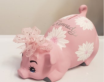 Piggy bank/Personalized piggy bank/girls piggy bank/baby bank/ceramic piggy bank/Baby gift/Baby shower gift