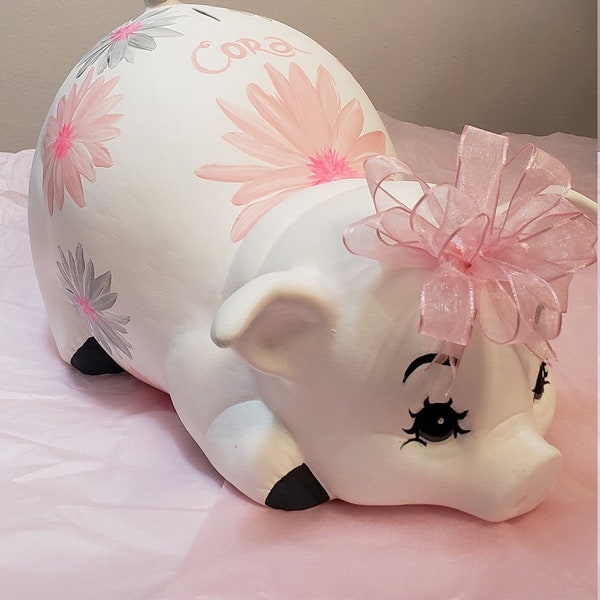 Piggy bank/personalized piggy bank/custom piggy bank/girls piggy bank/ceramic piggy bank/baby gift/baby shower gift/birthday gift