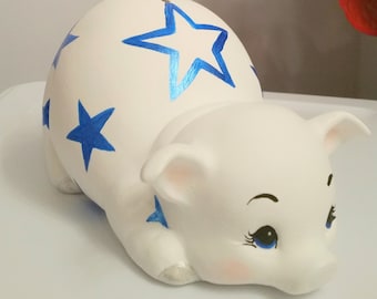Personalisierte Keramik Sparschwein, Handbemalte Stern Baby Geschenk
