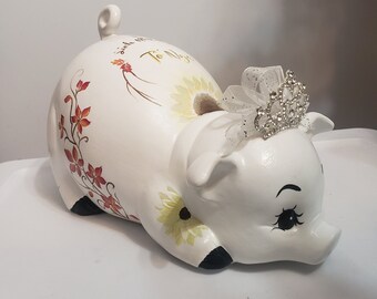 Large custom piggy bank/piggy bank/Ceramic piggy bank/baby gift/baby shower gift