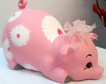 Piggy bank/personalized piggy bank/custom piggy bank/girls piggy bank/ceramic piggy bank/baby gift/baby shower gift/birthday gift