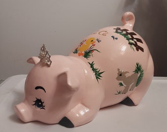 Piggy bank/personalized piggy bank/custom piggy bank/girls piggy bank/ceramic piggy bank/baby gift/baby shower gift/birthday gift