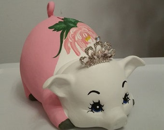 Piggy bank/personalized piggy bank/custom piggy bank/girls piggy bank/ceramic piggy bank/baby gift/baby shower gift/birthday gift