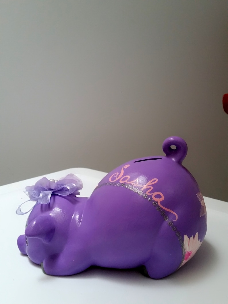 Piggy Bank/personalized Piggy Bank/girls Piggy Bank/purple Etsy