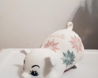 Piggy bank/personalized piggy bank/custom piggy bank/girls piggy bank/ceramic piggy bank/baby gift/baby shower gift/birthday gift