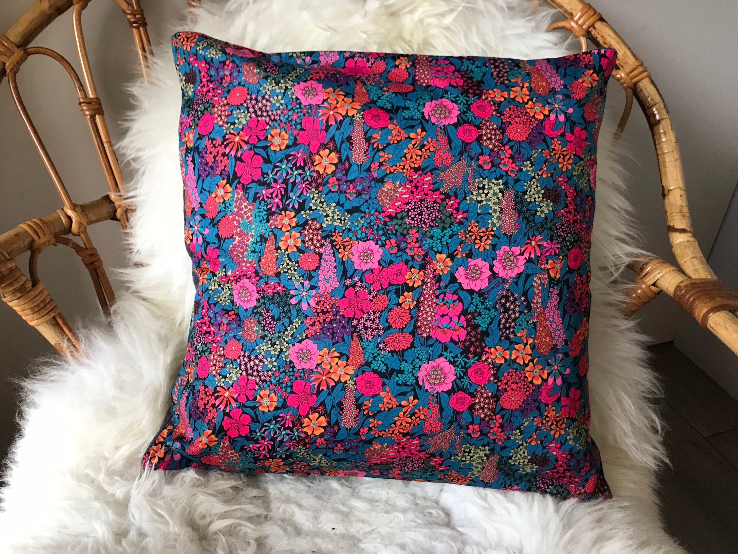 Housse de Coussin en Liberty Ciara et Double Gaze