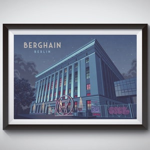 Berghain Nightclub Poster, Berlin Travel Print, Germany Wall Art, Panorama Bar, Techno Music, Berlin Architecture, Ostgut, Lab.Oratory