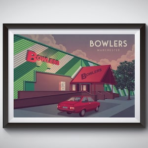 Bowlers Nightclub Manchester Poster, 90s Rave Nostalgia, Trafford Park, Hacienda Print, Life at Bowlers, Pleasuredrome, House, Techno, Dance