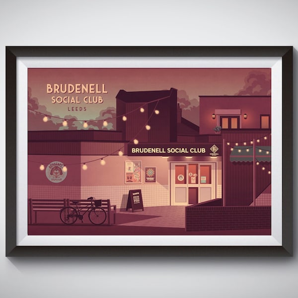 Brudenell Social Club Poster, Hyde Park Leeds, Live Music Venue, Vintage Travel Print, Indie Music Festival, Architecture Print, Cockpit