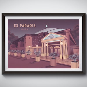 Es Paradis Nightclub Poster, Ibiza Travel Poster, Spain, San Antonio, Dance Music, Rave, Fiesta del Agua, Vintage Print, Pacha, Café del Mar
