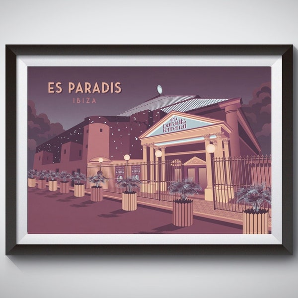 Es Paradis Nightclub Poster, Ibiza Travel Poster, Spain, San Antonio, Dance Music, Rave, Fiesta del Agua, Vintage Print, Pacha, Café del Mar