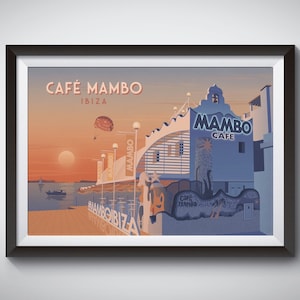 Cafe Mambo Travel Poster, Ibiza Spain, San Antonio, Pacha Ibiza, Nightclub, Dance Music, Parties, Clubbing, Ibiza Raving, Framed Wall Art