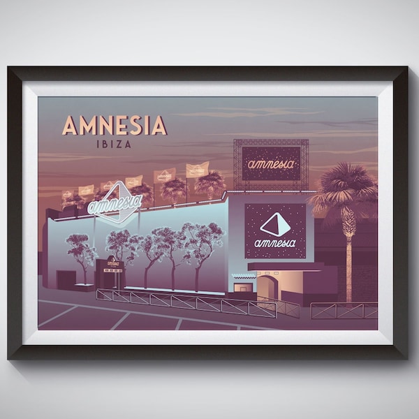 Amnesia Nightclub Poster, Ibiza Spain, Clubbing, Raving, Dance Music, Superclub, Vintage Travel Poster, Eden, Privilege, Pacha, Hï, Gift