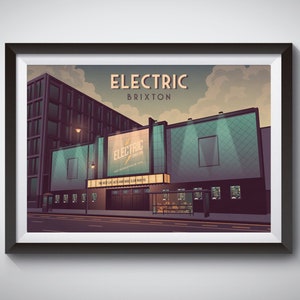 Electric Brixton Nightclub Poster, South London, The Fridge Nightclub, London Architecture, Music Venue, Vintage Travel Print, Retro Artwork