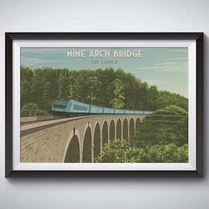 Nine Arch Bridge Sri Lanka Travel Poster, Bridge in the Sky Viaduct, Sri Lanka Print, Wall Art Print Gift, National Park Poster, Zuid-Azië