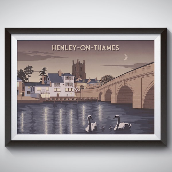 Henley on Thames Print, Oxfordshire Travel Poster, Henley Royal Regatta, Rowing Boat Race, Vintage Railway Print, Wall Art Print Gift