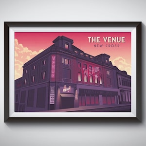 The Venue New Cross Nightclub Poster, South East London, Clubbing, DJs, Rave, Vintage Travel Print, London Art, Architecture, Live Music