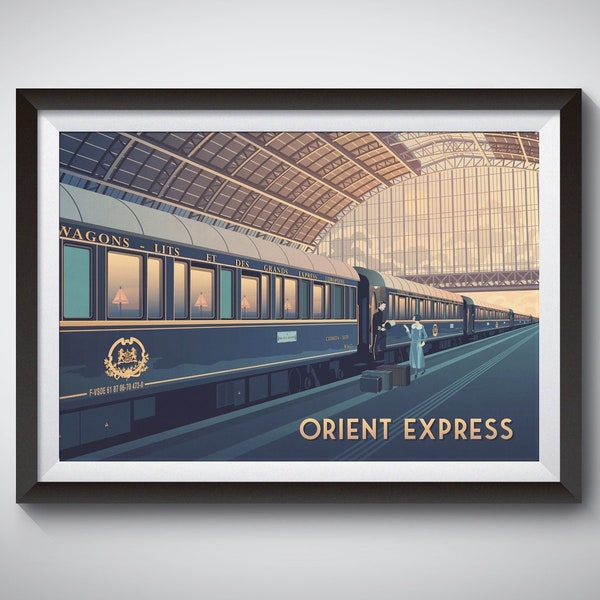 Orient Express Travel Poster, Train, Vintage Train Print, London, British Pullman, Venice-Simplon, Locomotive, Paris, Railway, Art Deco