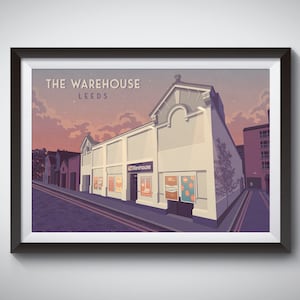 Lagerhaus Leeds Nachtclub Poster, Clubbing, Vintage Travel Print, Majestyk, Orbit Morley, Back to Basics, House, Techno, Gerahmter Druck, Geschenk