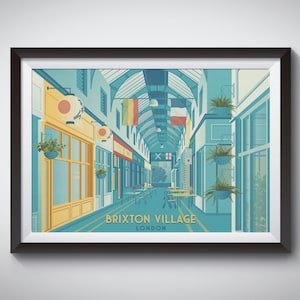Brixton Village London Poster, Market Row, South London Wall Art Print, Vintage Travel Poster, Coldharbour Lane, Academy, Electric Avenue