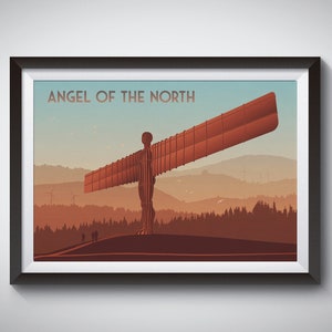 Angel Of The North Travel Poster, Tyne And Wear, Gateshead, Newcastle Art, A1 Motorway, Anthony Gormley Print, North East England Wall Art