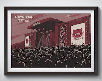 Descargar cartel del festival, Donington Park, cartel del festival de música, heavy metal, música rock, Metallica, Iron Maiden, regalo de impresión de arte de pared, banda