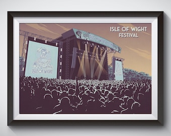 Isle of Wight Festival Poster, Travel Print, Music Festival, Gig Line Up Poster, David Bowie, Vintage Wall Art Gift, Glastonbury, Newport