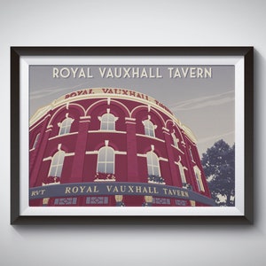 Royal Vauxhall Tavern Poster, London Travel Print, RVT, London Pride, Cabaret, LGBTQ +, Gay Pride, South London Geschenk, Drag Queen, Musikveranstaltungsort