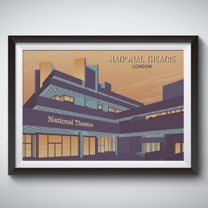 National Theatre Poster, London Travel Print, Southbank Centre, Royal Festival Hall, Brutalist Architecture, Embankment, Wall Art Gift, BFI