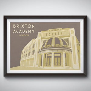Brixton Academy London Poster, Art Deco Print, Music Venue, Architecture, Retro, Vintage, Gig Poster, Indie, Rock, Live Music, Theatre Print