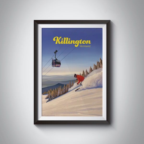 Killington Ski Resort Poster, Vermont, USA Travel Print, New England, Vintage Travel Print, Retro Skiing Poster, Snowboarding, Wall Art Gift