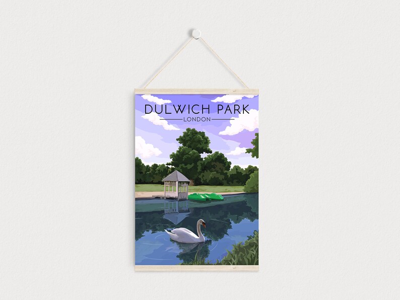Boating Lake Dulwich Park London Poster Southwark Parkrun Travel Print Dulwich Village South East London Wall Art Decor Pond