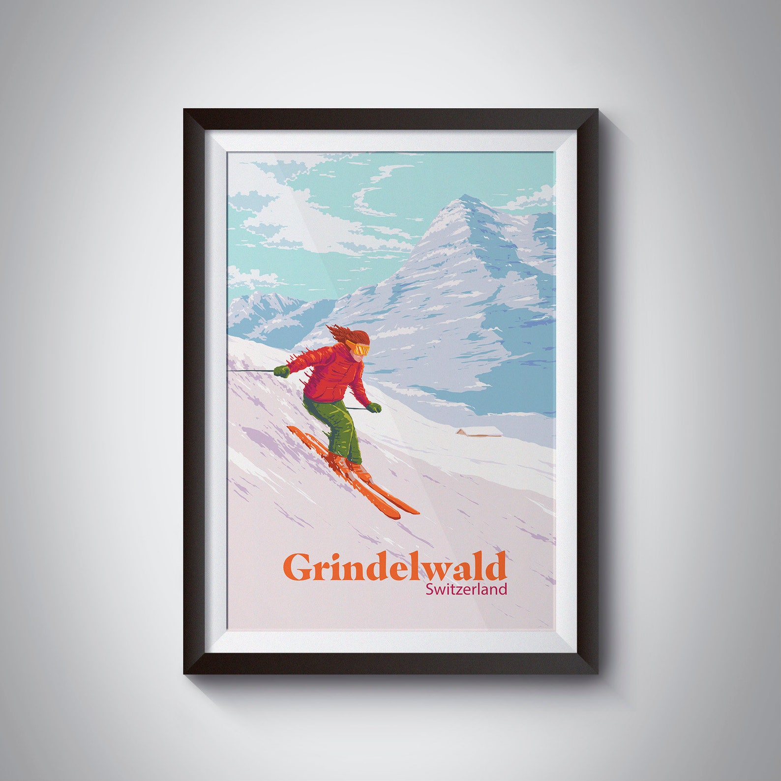 Affiche montagne vintage Grindelwald - Hans G. Jegerlehner - Haute D