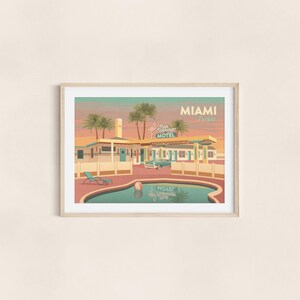 Miami Florida Reise Poster, USA, Retro Miami Druck, Vintage Hottel Art, Americana, Route 66, Nationalpark Poster, Spring Break, Magic City Bild 5