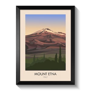 Mount Etna Poster, Italy Travel Print, Etna Wall Art, Mount Vesuvius, Sicily Travel Art, Italian Wall Art, Etna Volcano, Mountain Wall Art