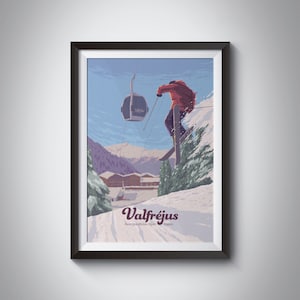 Valfrejus Ski Resort Poster, Savoie Mont Blanc France, La Norma, Modane, Snowboarding, French Alps, Maurienne, Vintage Ski Print, Wall Art